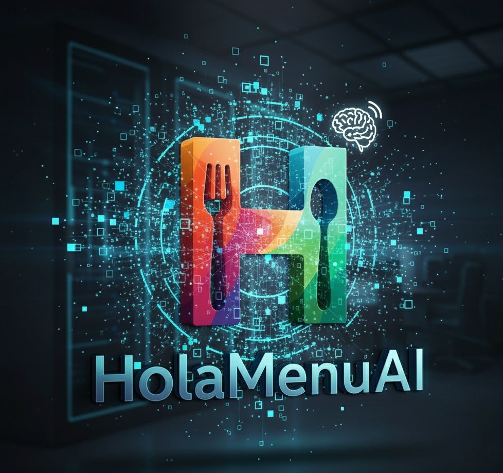 HolaMenuAI logo with AI-powered restaurant menu visualization